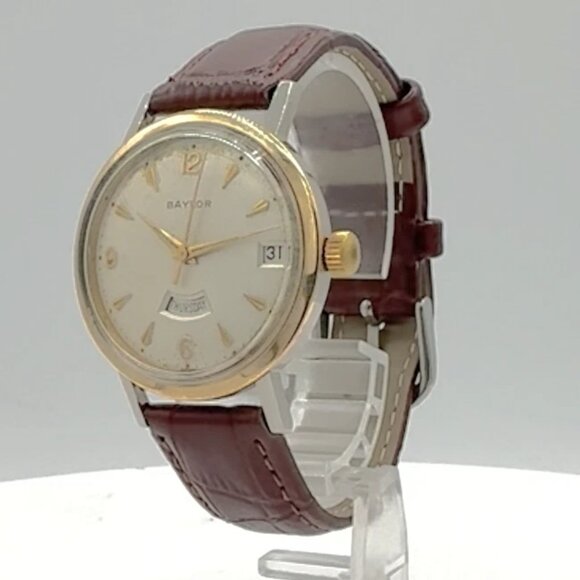 Vintage Accessories - Vintage 34mm Baylor 1823 Day Date Men's Automatic Wristwatch Felsa 4006 Steel